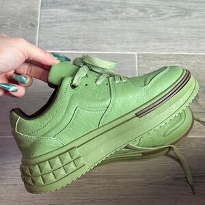 Green LV Printed Platform Sneakers